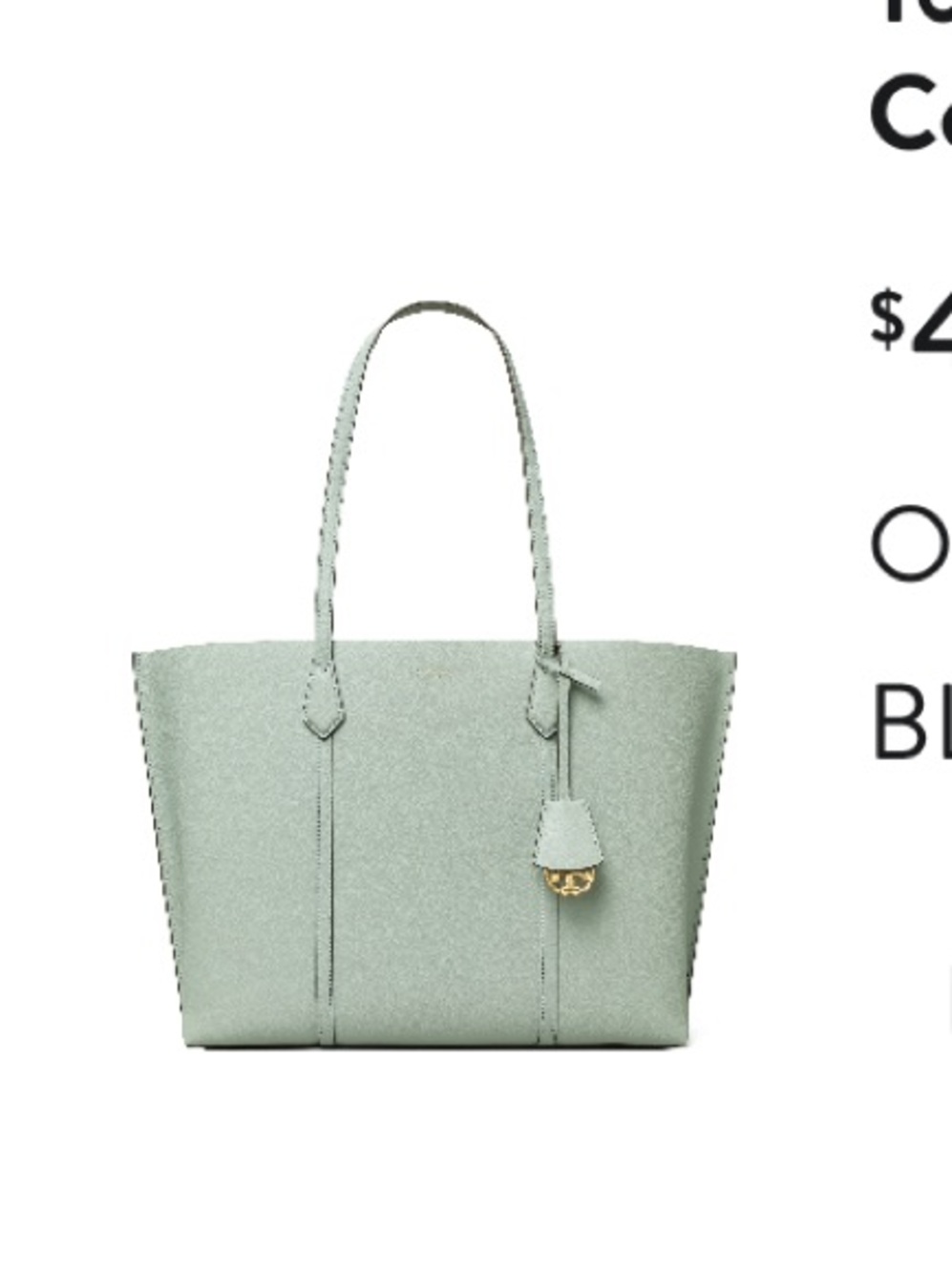 Tory Burch Celadon Leather Perry Triple-Compartment Tote